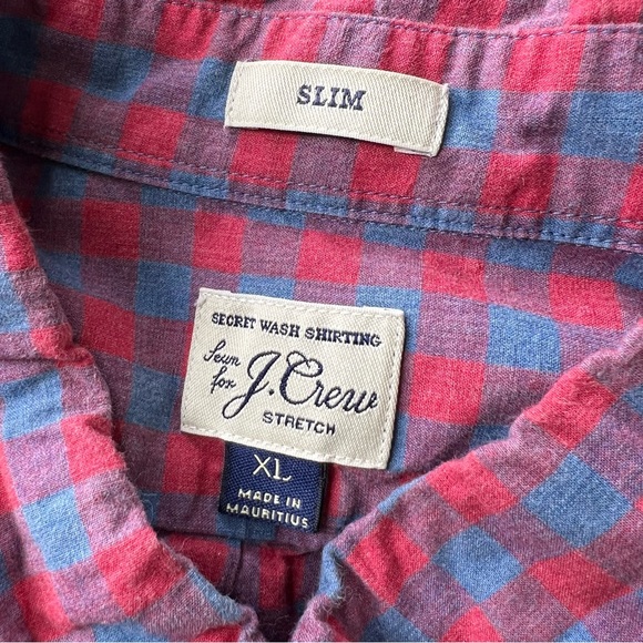 J. Crew Red & Blue Buffalo Check Plaid Slim Fit Long Sleeve Button Down Shirt XL - Picture 12 of 12